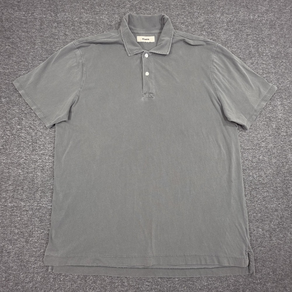 Buck Mason Polo Shirt Mens Size XL Gray Short Sleeve Solid Summer Casual
